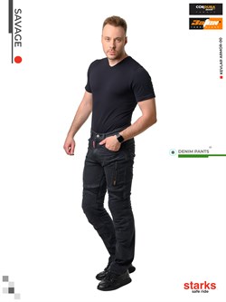 Мотоджинсы SAVAGE муж. Slim fit, Cordura Denin стрейч Черный 40 WIevINvWjPiiVY1P-Eaga2 - фото 10443